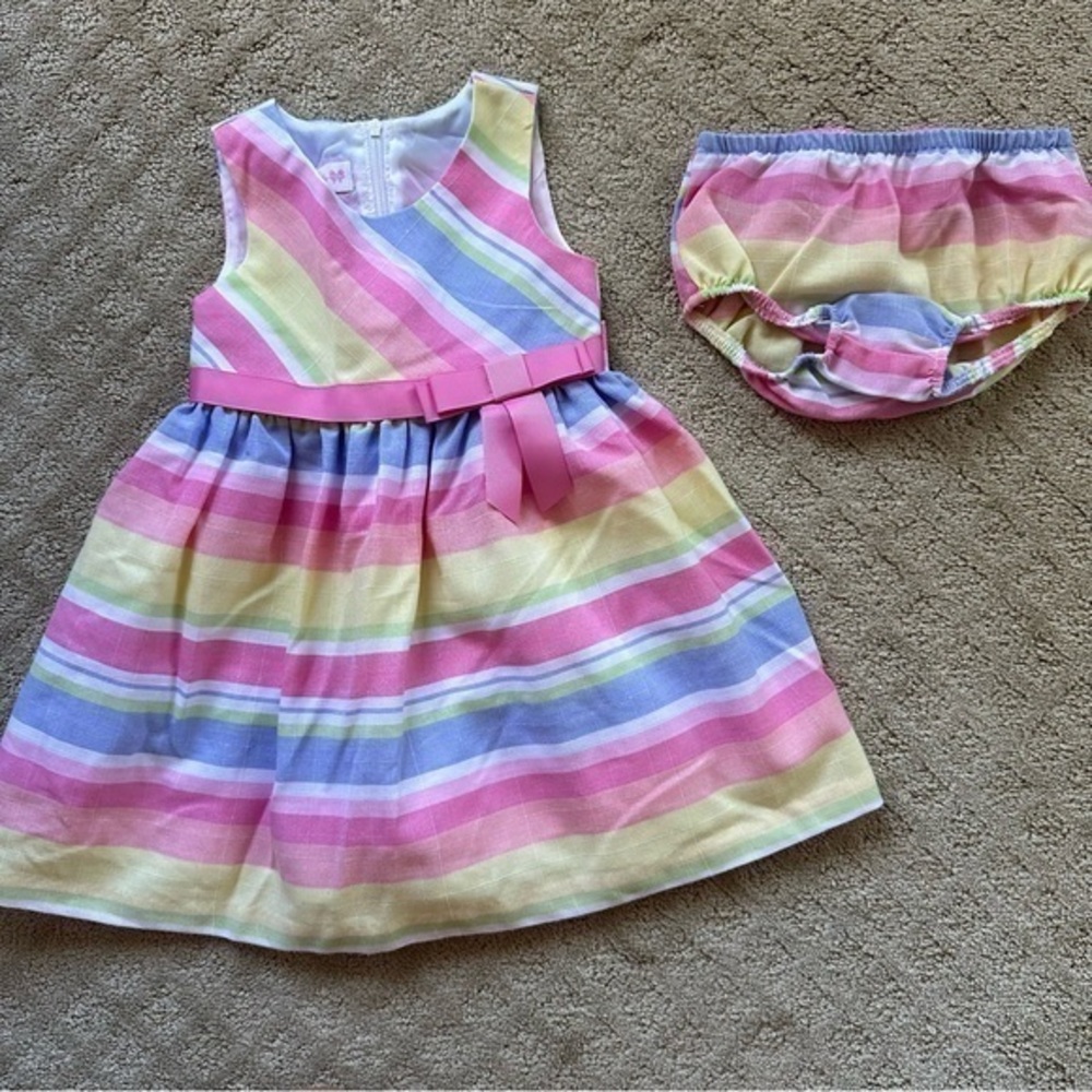 NFS.  Bonnie Baby pastel Easter spring dress, size 18 months, EUC